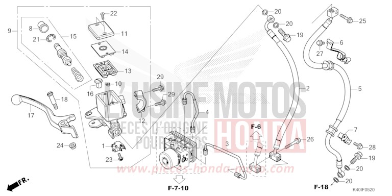 FRONT BRAKE MASTER CYLINDER for Forza 125 MAT CARNELIAN RED METALLIC (R384) from 2021